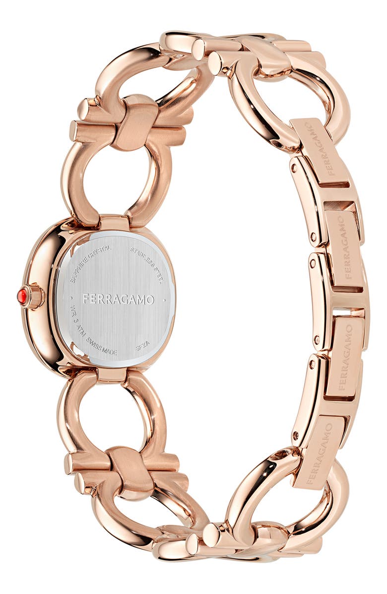 FERRAGAMO Double Gancini Bracelet Watch, 25mm, Alternate, color, Ip Rose Gold