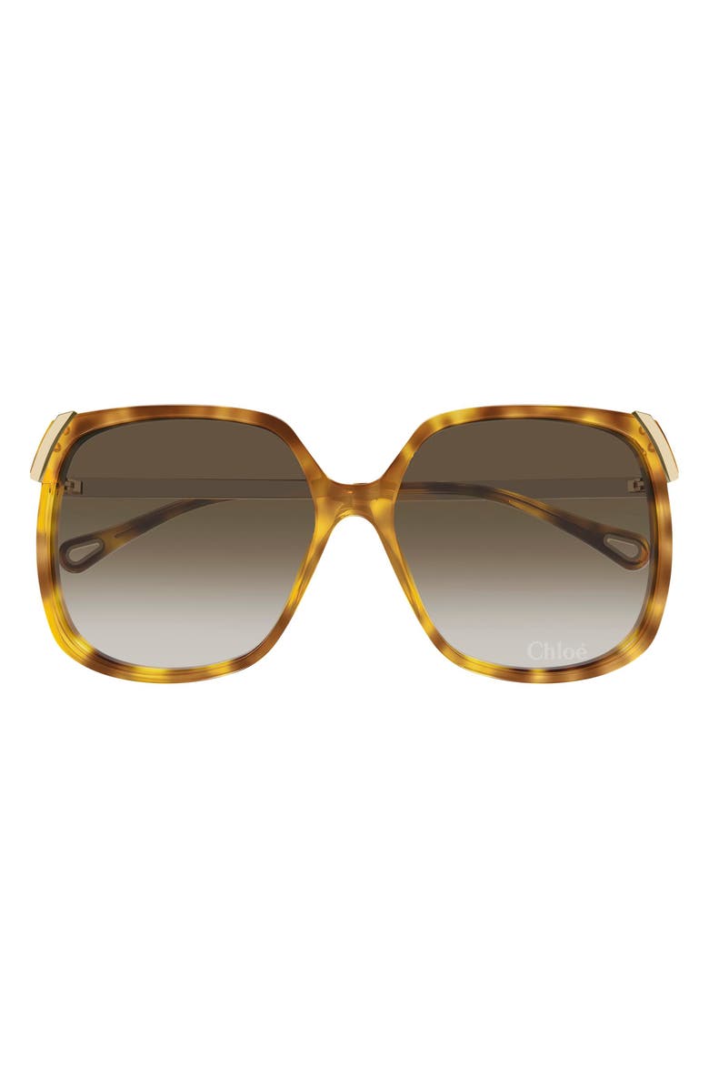Chloé 60mm Gradient Square Sunglasses, Main, color, Havana Brown