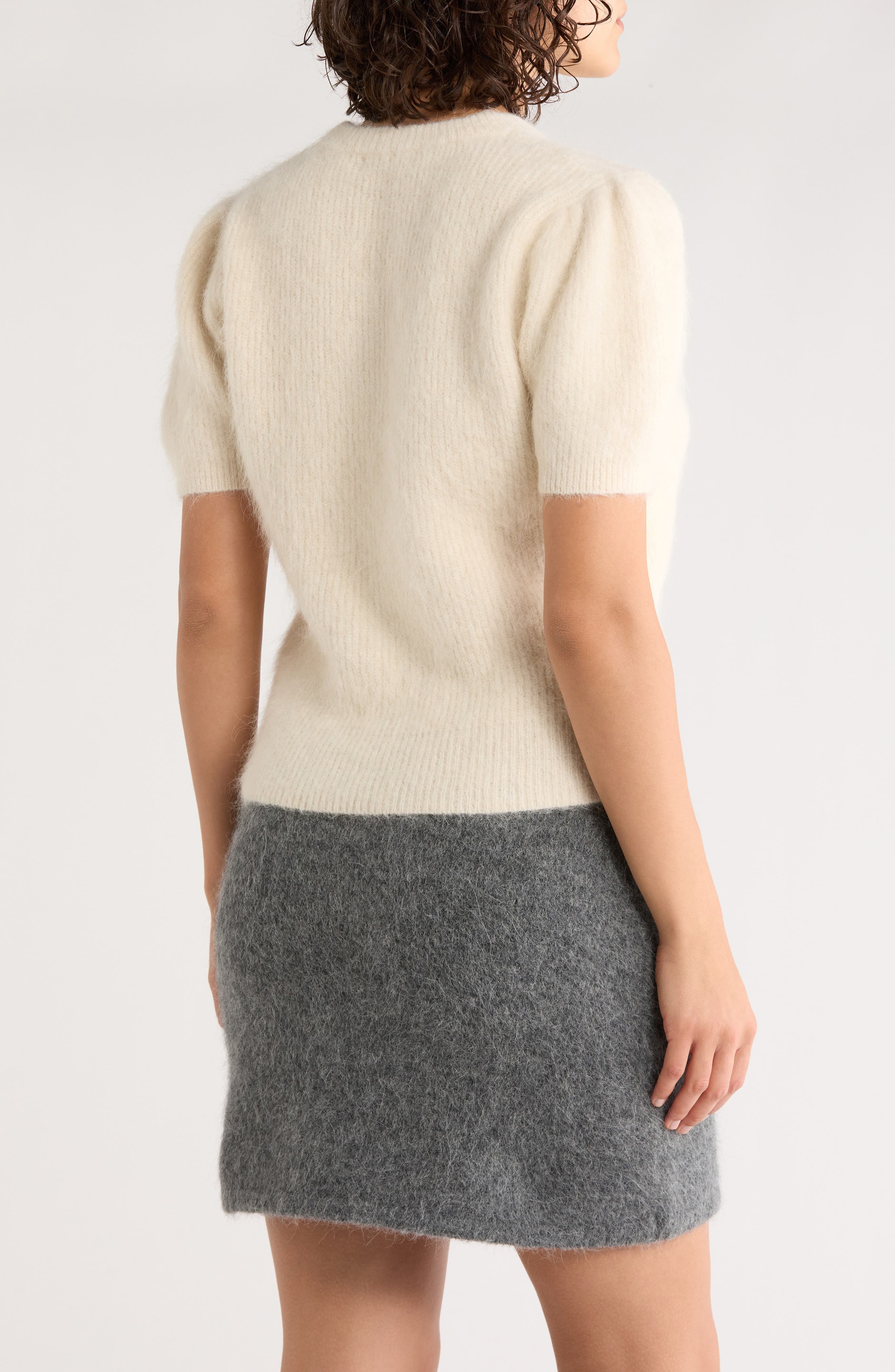 Puff Short Sleeve Suri Alpaca Blend Sweater - image 2