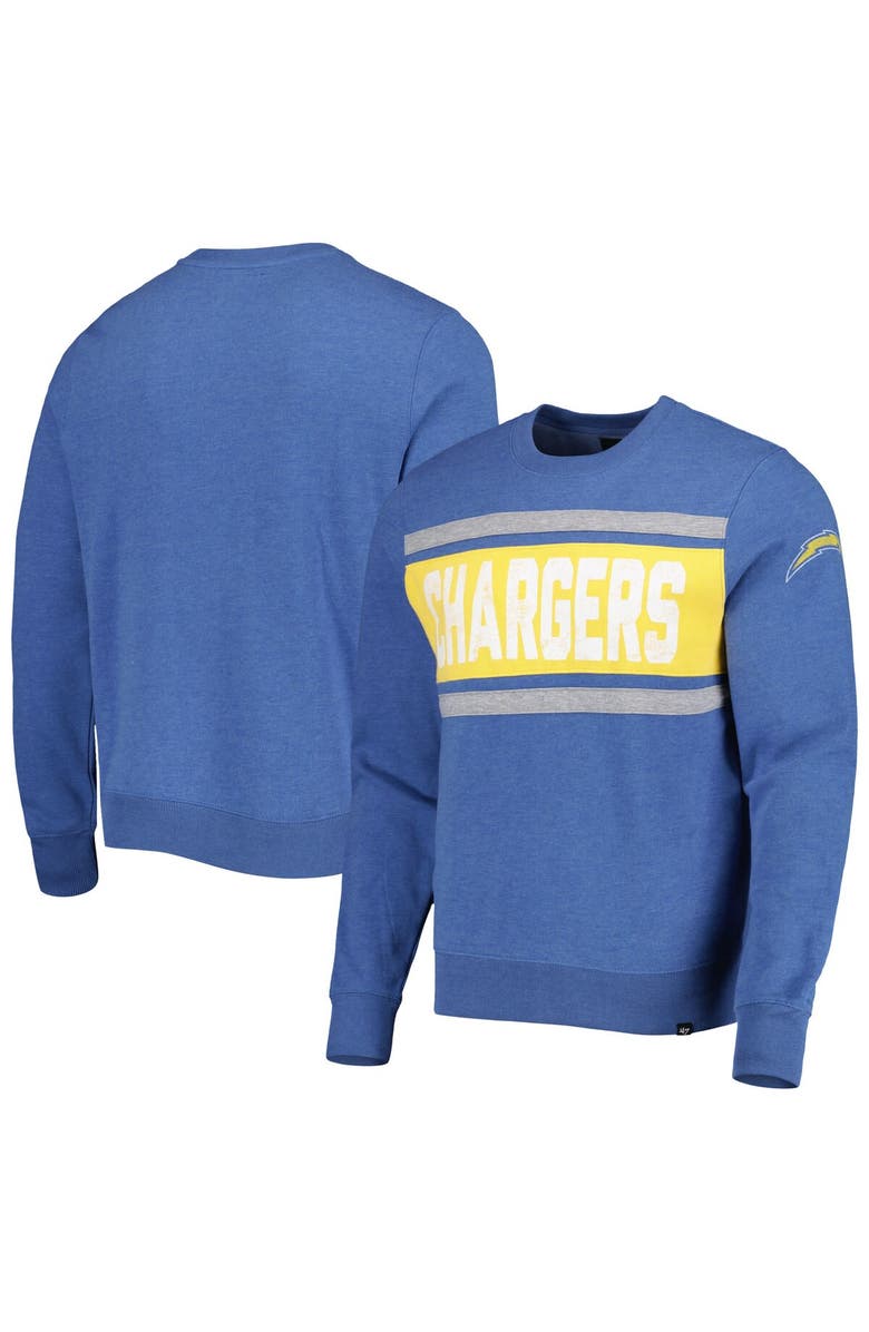 '47 Men's '47 Heathered Blue Los Angeles Chargers Bypass Tribeca Pullover Sweatshirt, Main, color, Blue