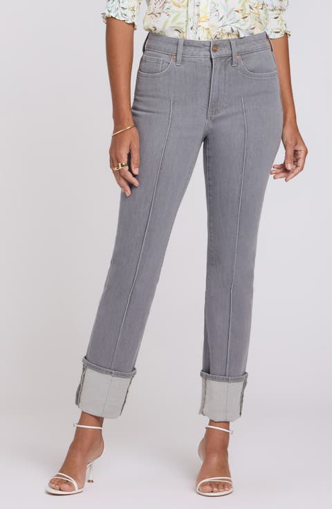 Marilyn Cuffed Pintuck Straight Leg Jeans (Charisma) (Regular & Petite)