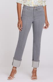 NYDJ Marilyn Cuffed Pintuck Straight Leg Jeans