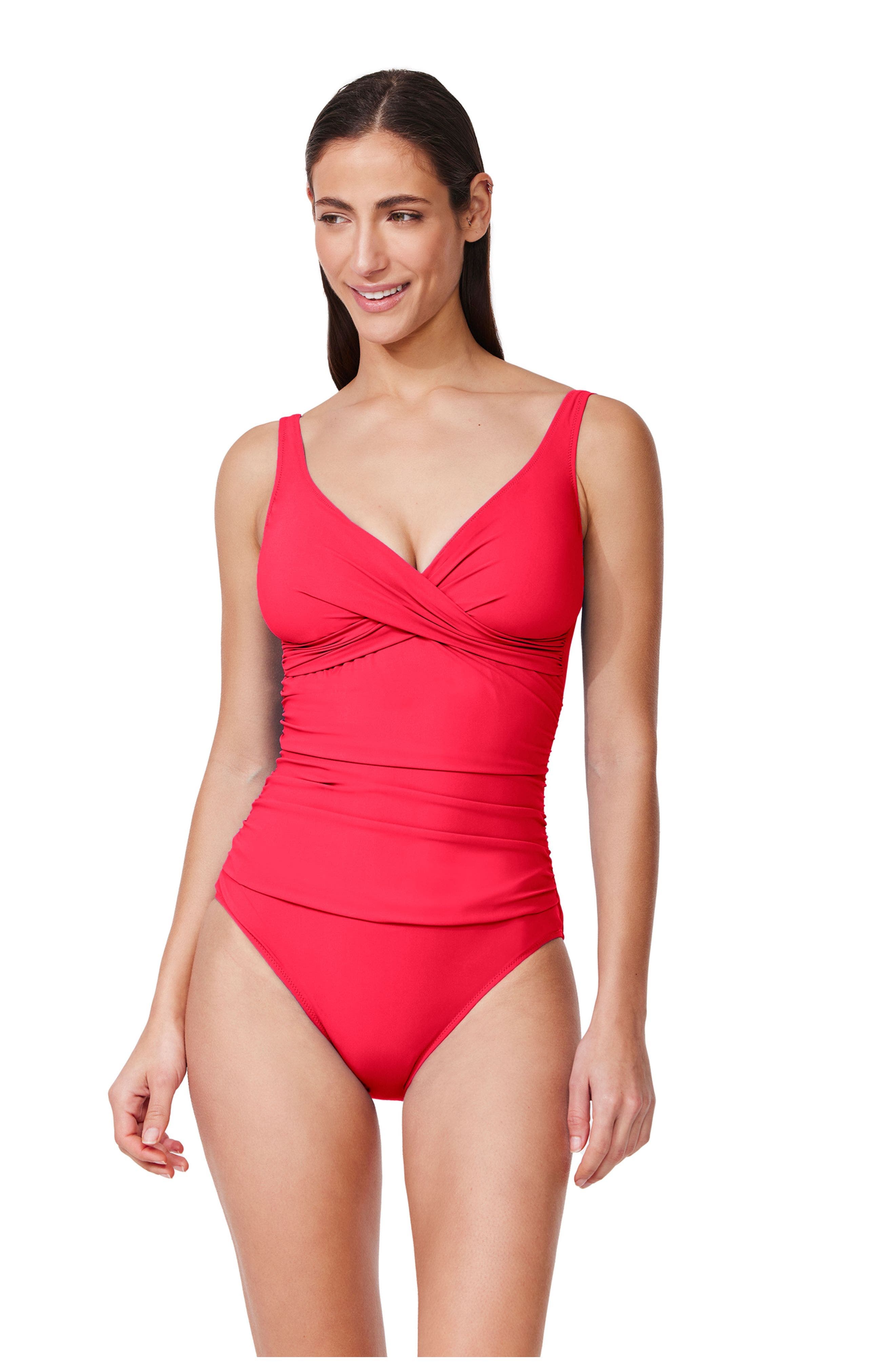Profile By Gottex Tutti Frutti Twist Front V-neck One Piece In Orange