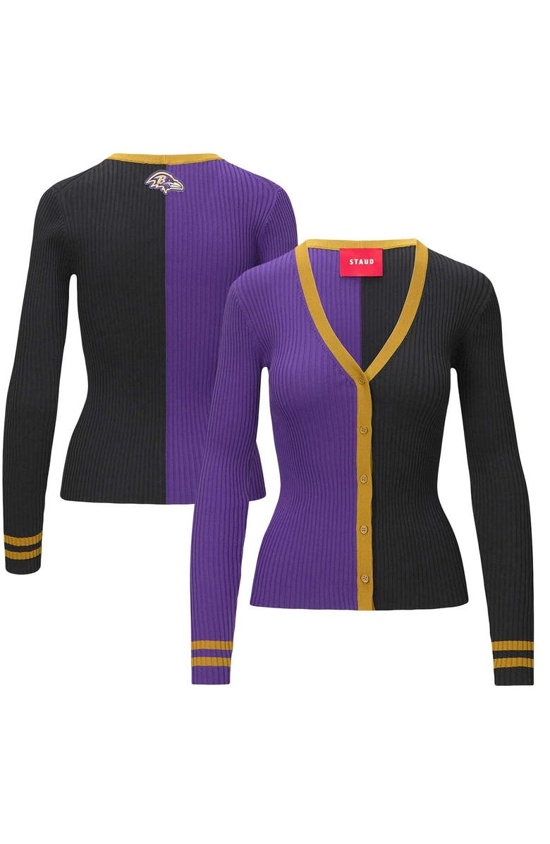 STAUD Women's STAUD Purple/Black Baltimore Ravens Cargo Sweater, Alternate, color, 