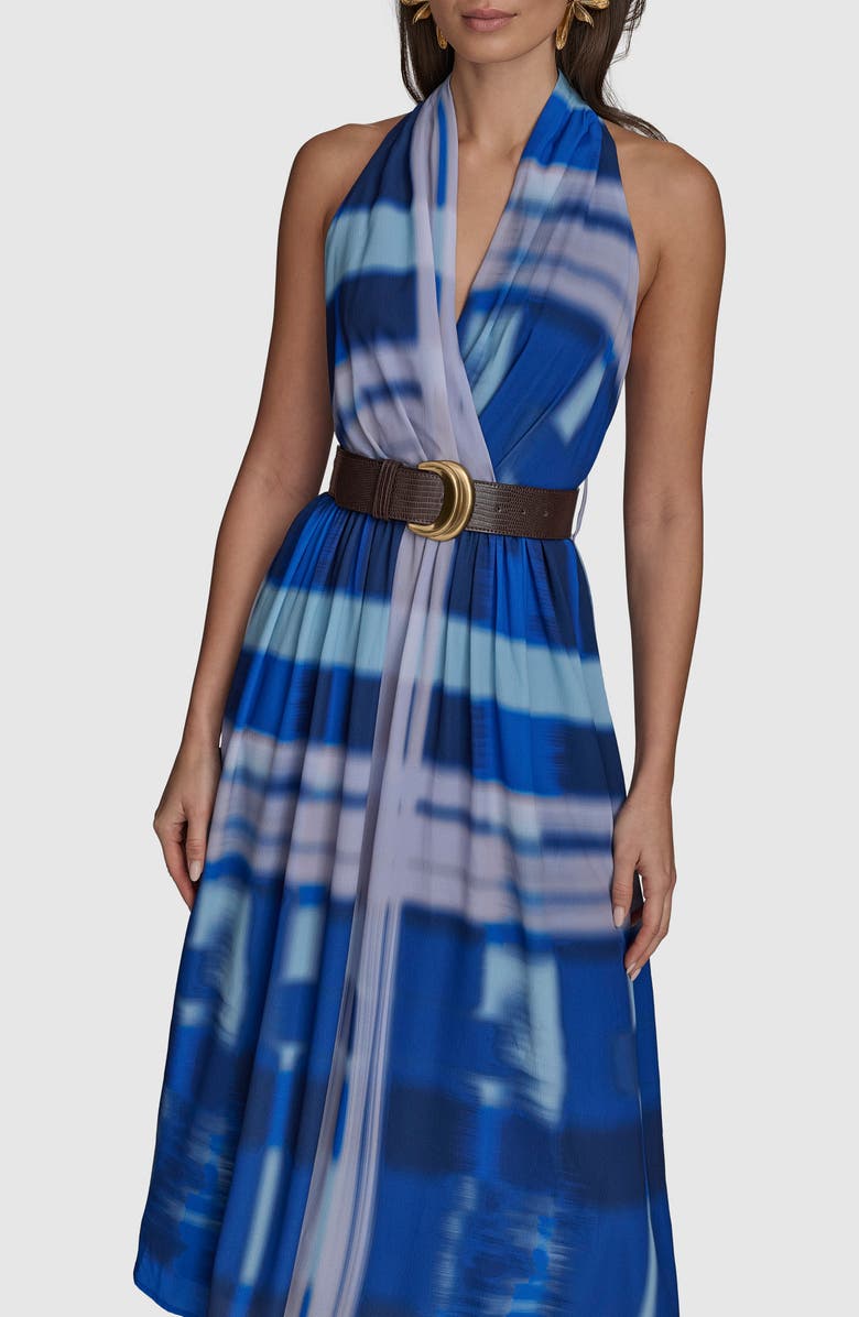 Donna Karan New York Tie Dye Print Sleeveless Midi Dress, Alternate, color, Blueberry Multi