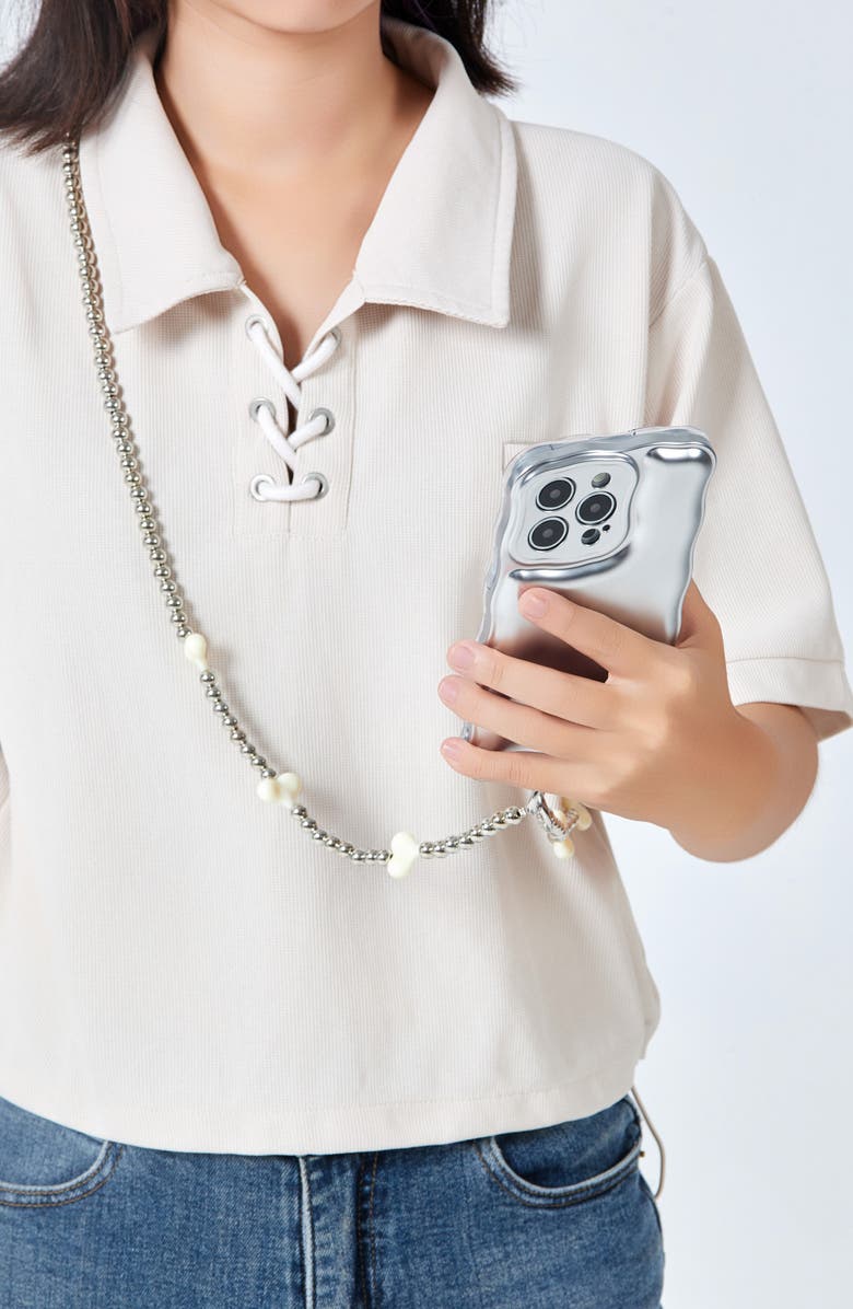 Auramma Cool Girl Crossbody Phone Lanyard, Alternate, color, White Hearts