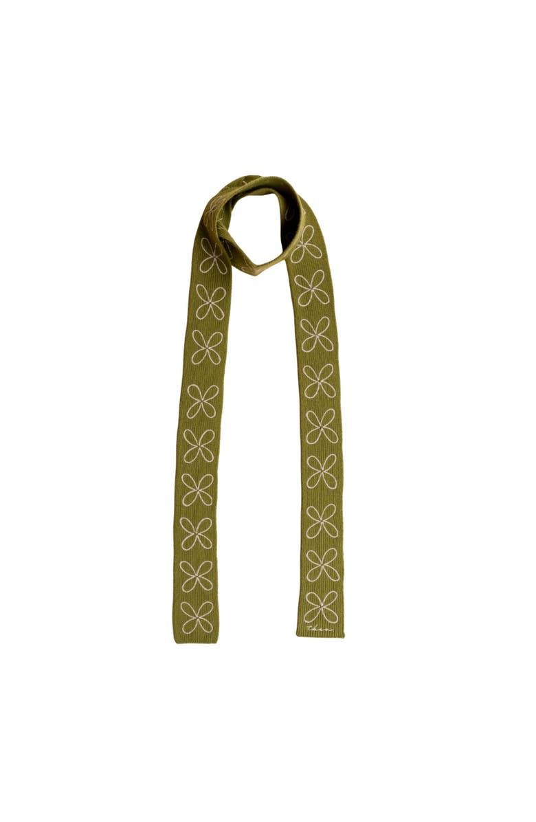 TBCo Merino Wool Flora Skinny Scarf, Main, color, Olive Flora