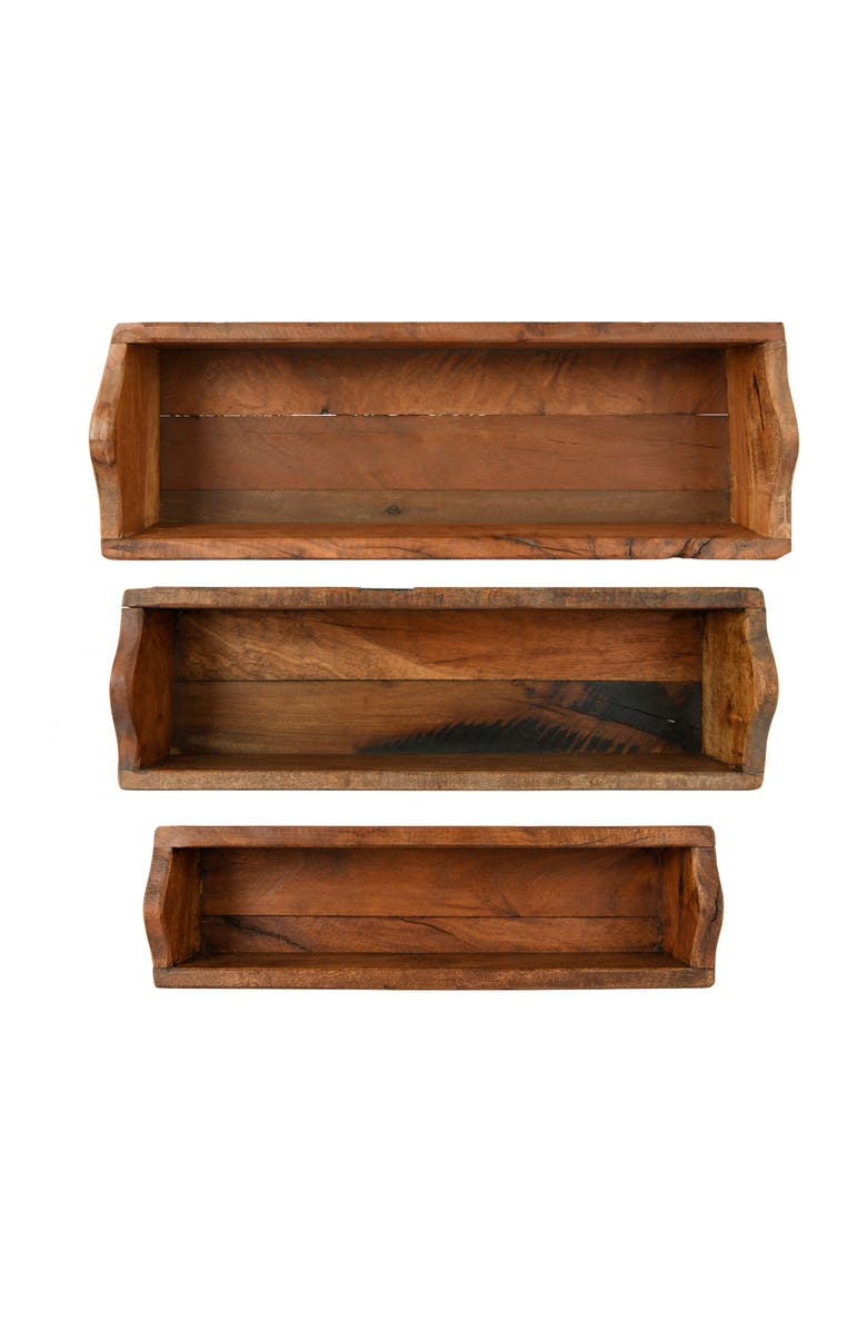 Storied Home Set of 3 Found Wood Boxes, Main, color, Brown