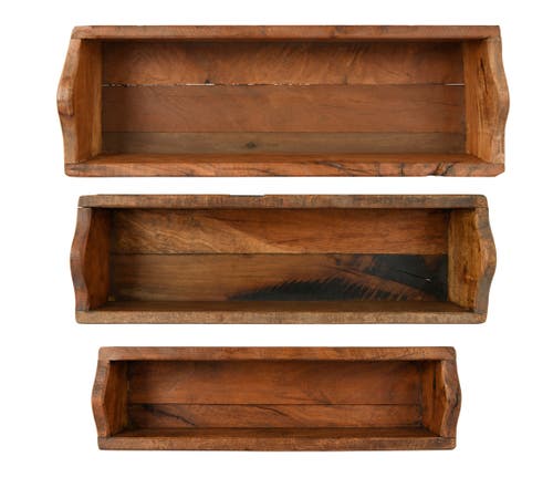 Storied Home Set Of 3 Found Wood Boxes In Brown