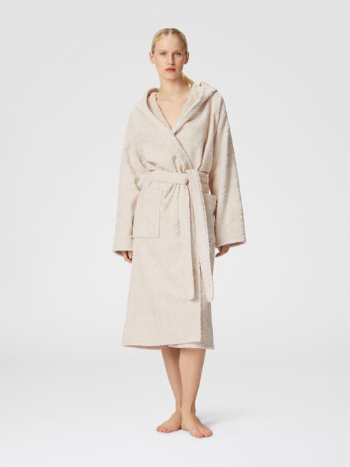 Missoni Home Chalk Bathrobe In Cotton Terry With Zigzag Pattern In Brown