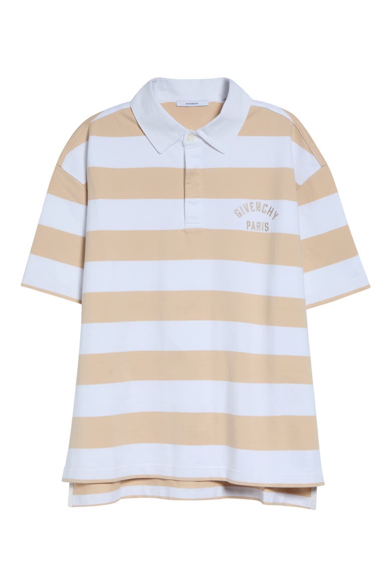 Embroidered Logo Cotton Jersey Polo, Alternate, color, 118-WHITE/BEIGE