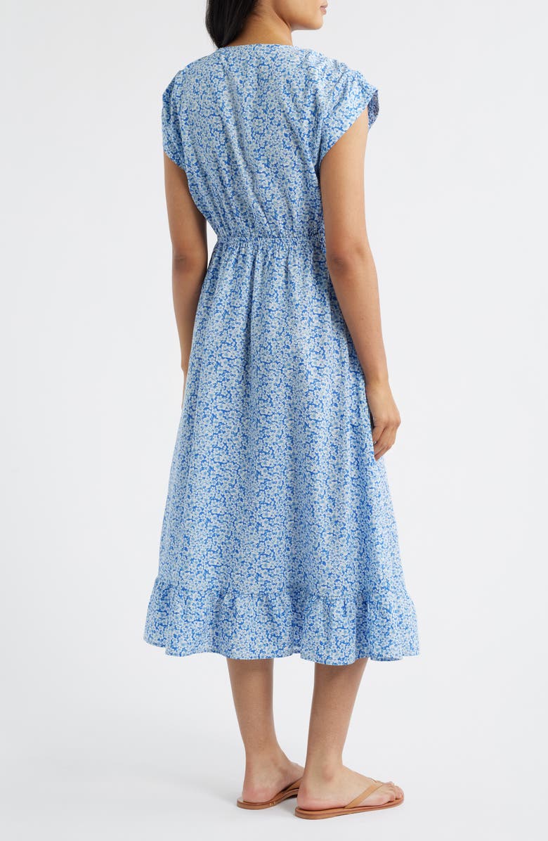 Bobeau Floral Print Midi Dress, Alternate, color, Blue Floral Combo