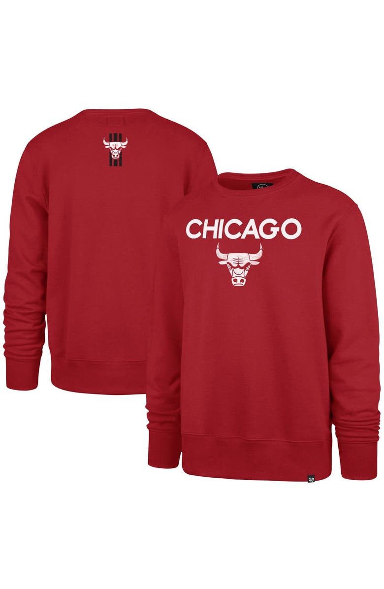 '47 Men's '47 Red Chicago Bulls 2023/24 City Edition Postgame Headline Crew Pullover Sweatshirt, Main, color, 