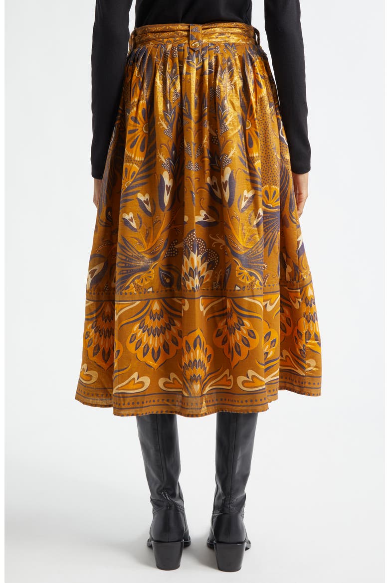 Metallic Mixed Print Cotton Blend Skirt, Alternate, color, HEART FOREST GOLD