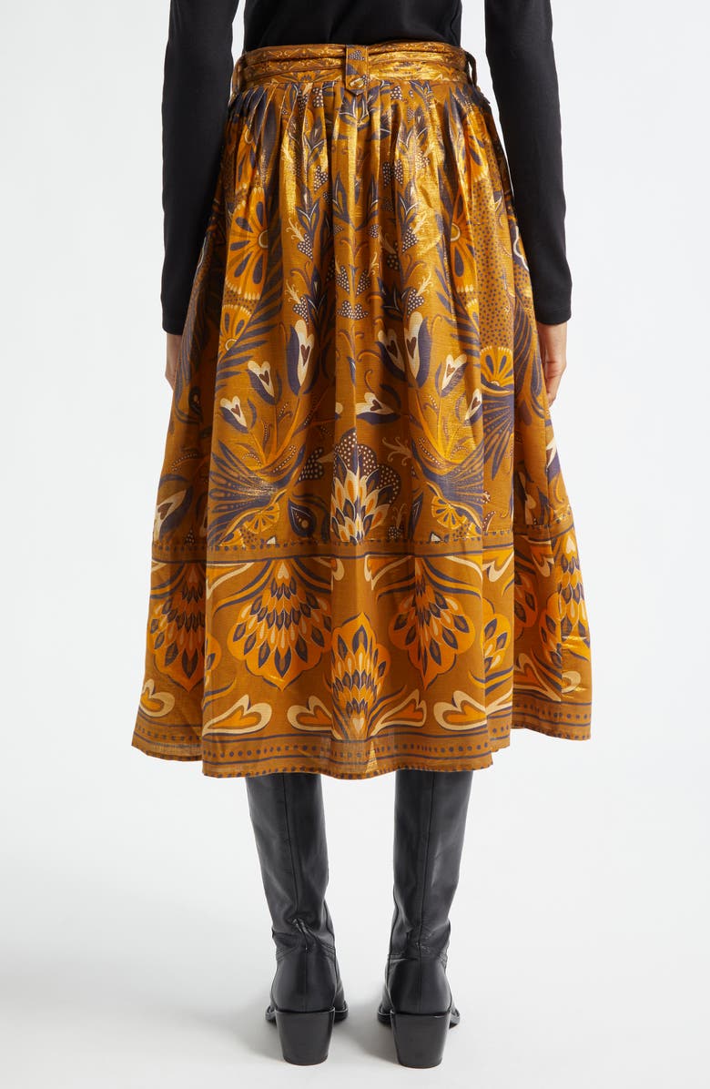 FARM Rio Metallic Mixed Print Cotton Blend Skirt, Alternate, color, 