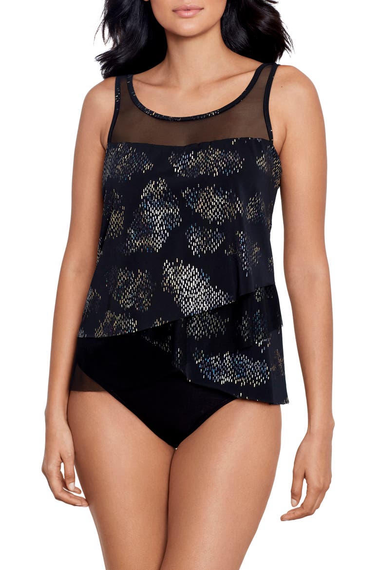 Iridium Mirage Underwire Tankini Top, Main, color, BLACK/MULTI