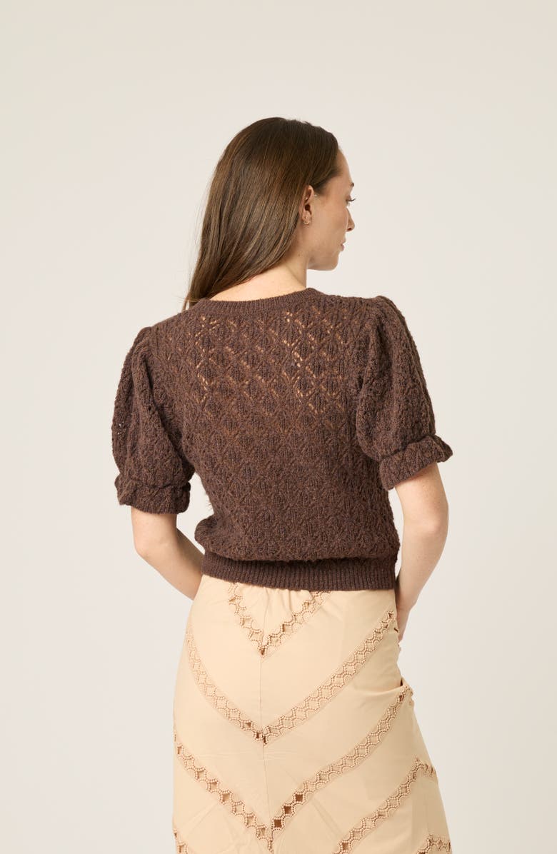 BTB Los Angeles Mel S/S Cardigan, Alternate, color, Chocolate