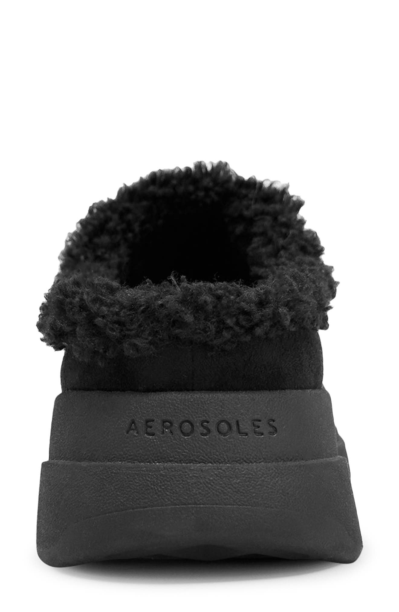 Aerosoles Flory Faux Shearling Slipper, Alternate, color, Black Suede Shearling