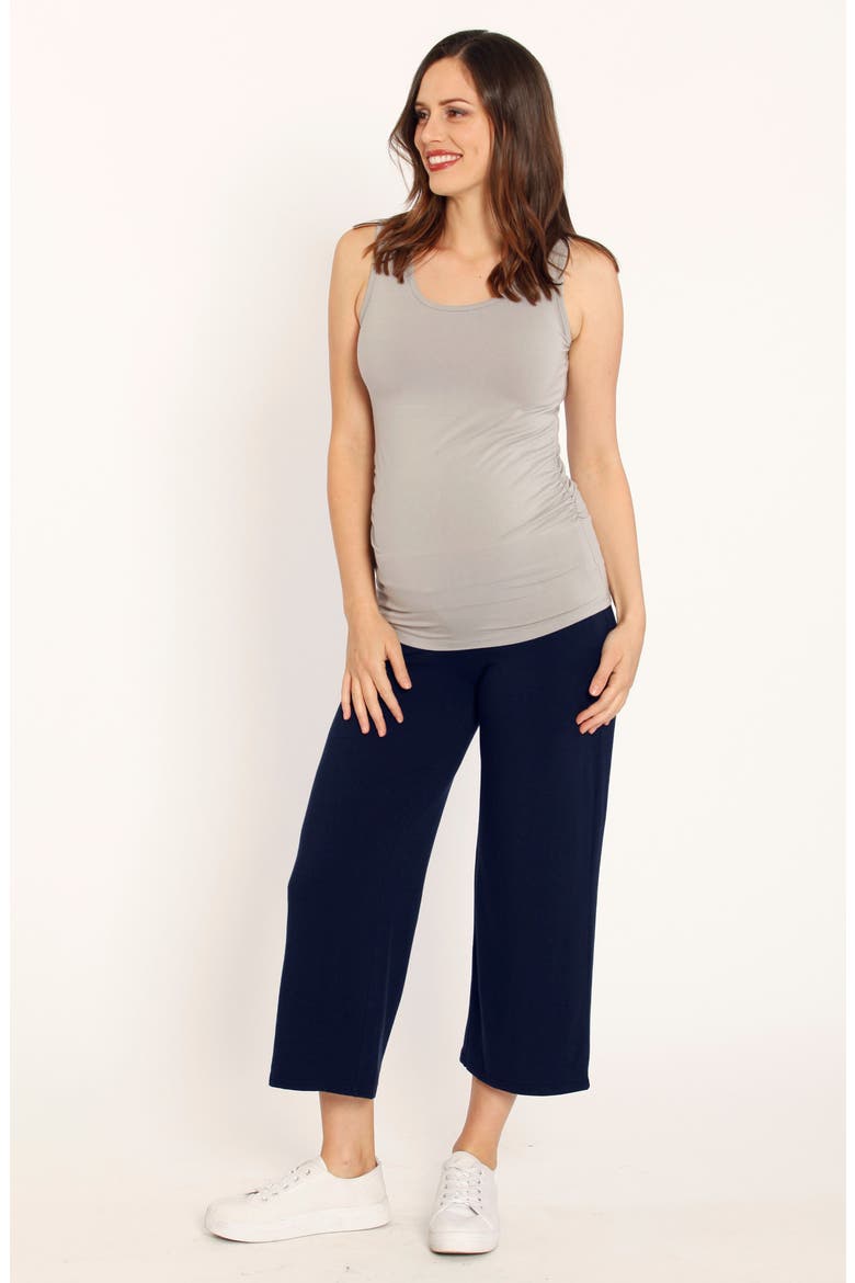 Crop Wide Leg Maternity Pants, Alternate, color, NAVY