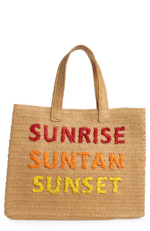 Sunrise, Suntan, Sunset Raffia Tote