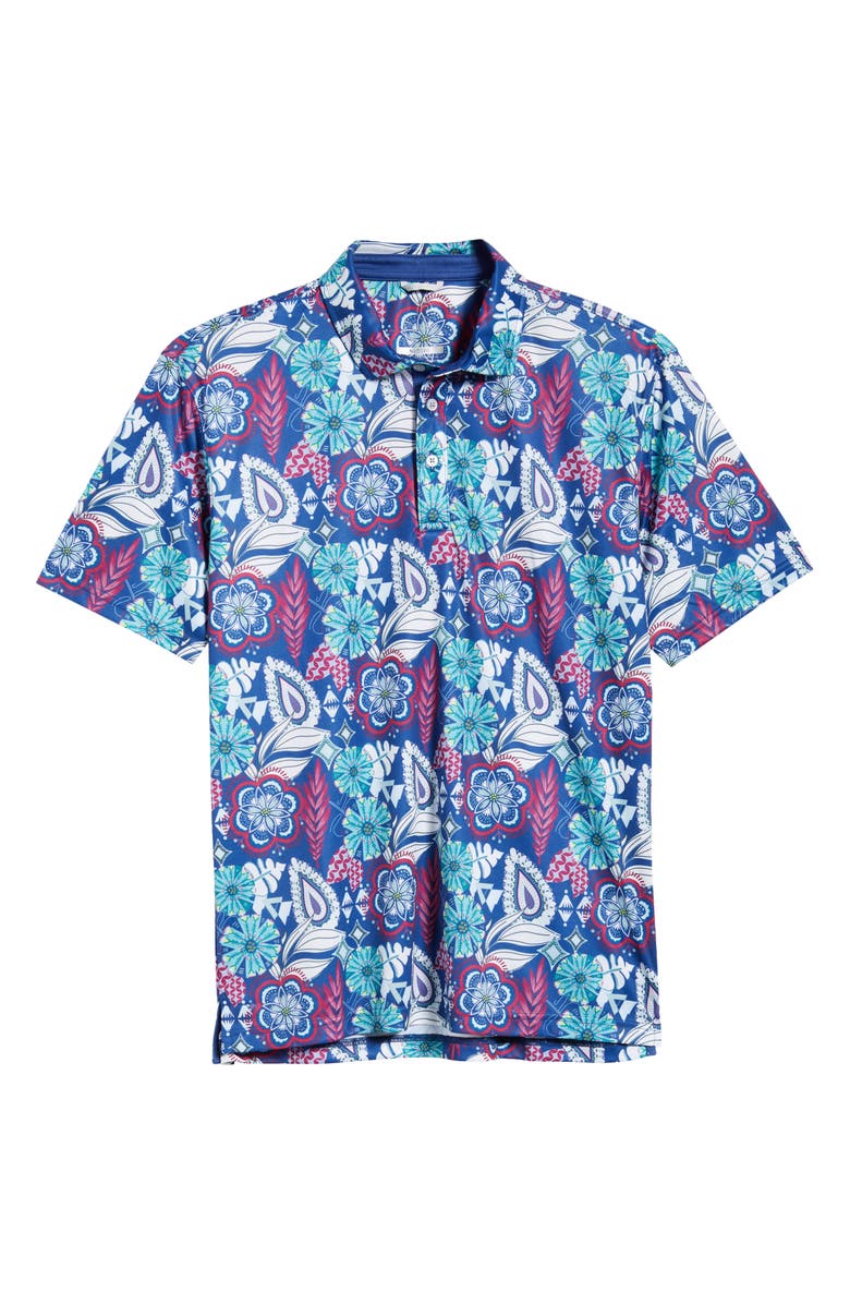 Swannies Festival Floral Performance Golf Polo, Alternate, color, Twilight