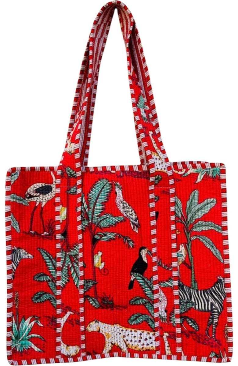 Mer St. Barth Jungle Tote Red, Main, color, Red