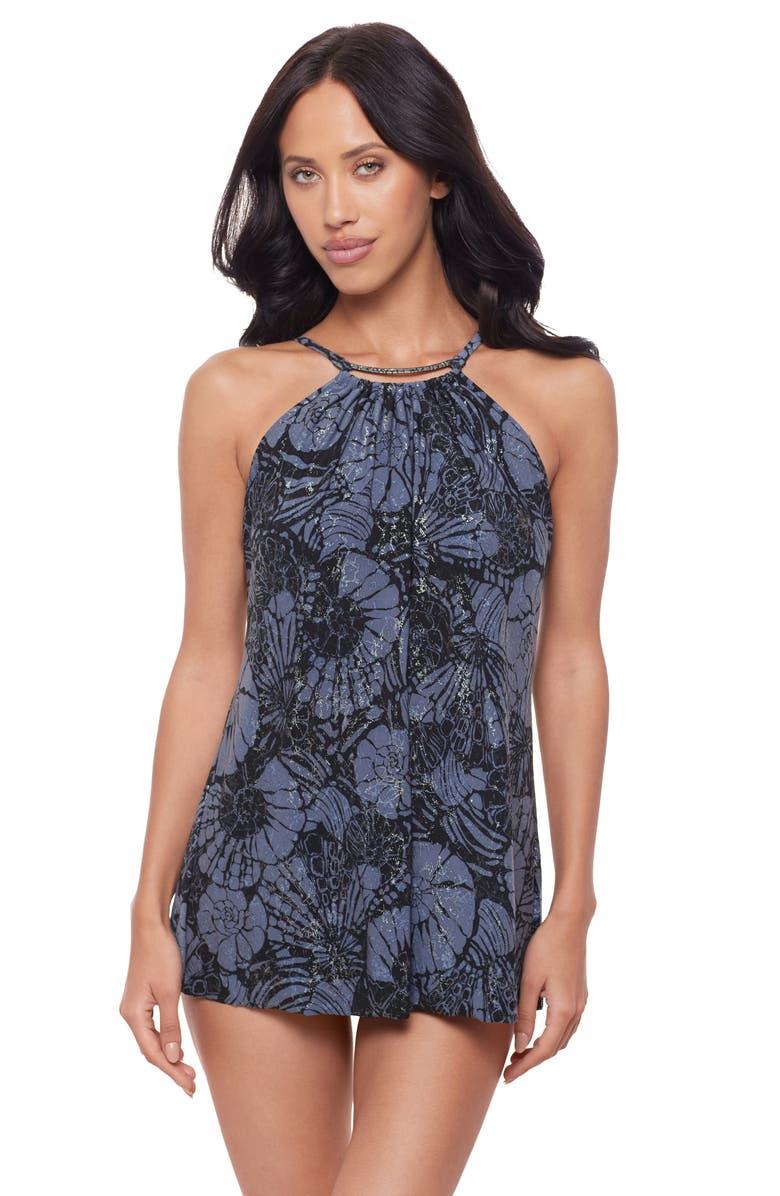 Magicsuit<sup>®</sup> Shell Beach Parker Skirted One-Piece Swimsuit, Main, color, Black/ Multi