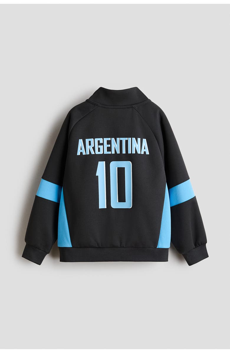 H&M Football Jacket, Alternate, color, Black/Argentina