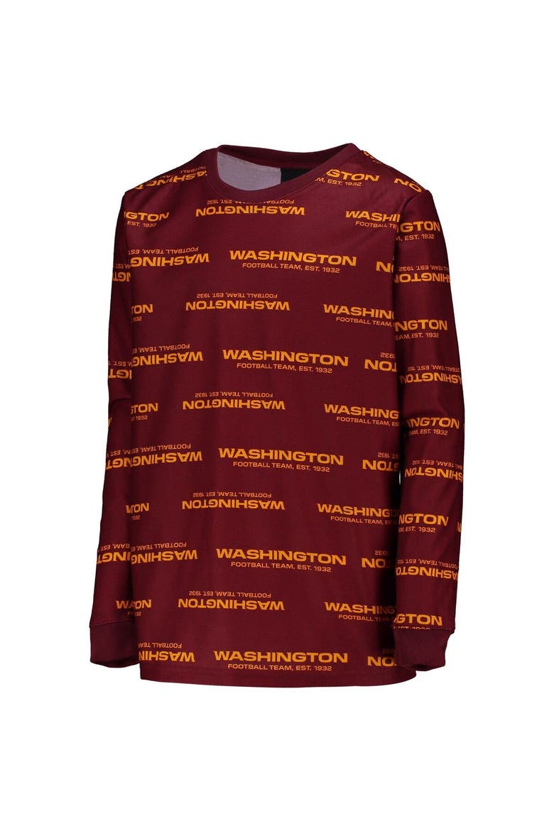 Youth Burgundy Washington Football Team Allover Print Long Sleeve T-Shirt & Pants Sleep Set, Alternate, color, Burgundy