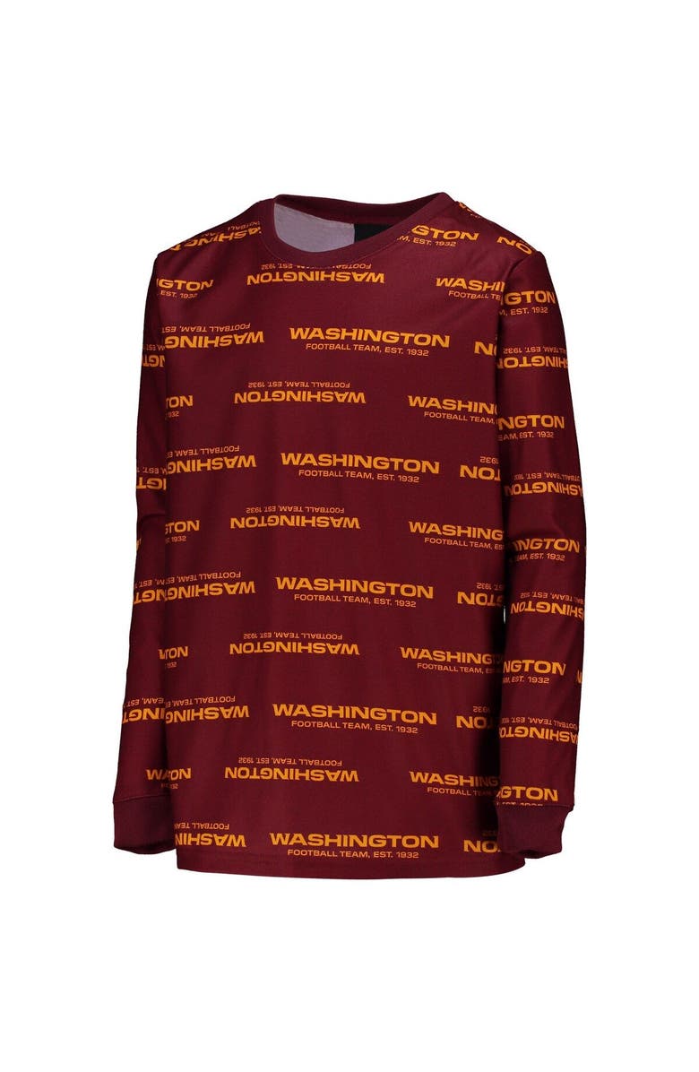 Outerstuff Youth Burgundy Washington Football Team Allover Print Long Sleeve T-Shirt & Pants Sleep Set, Alternate, color,