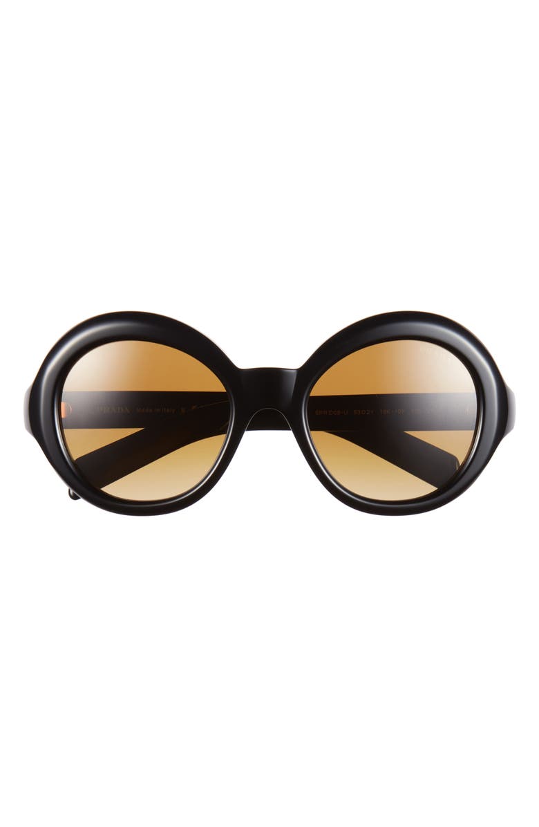 Prada 53mm Gradient Round Sunglasses, Main, color, Black