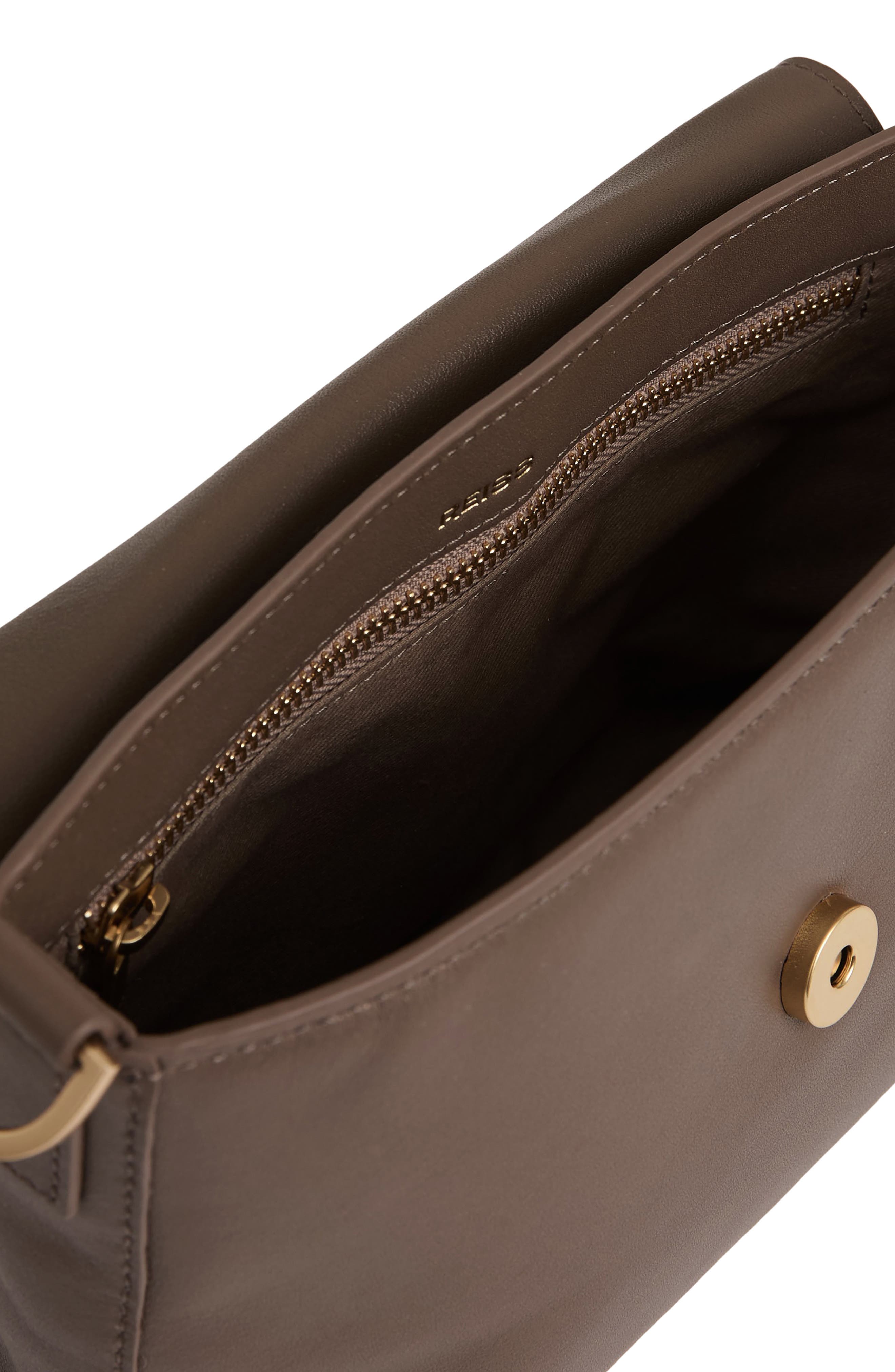 Reiss Selena Leather Crossbody Bag, Alternate, color, Taupe