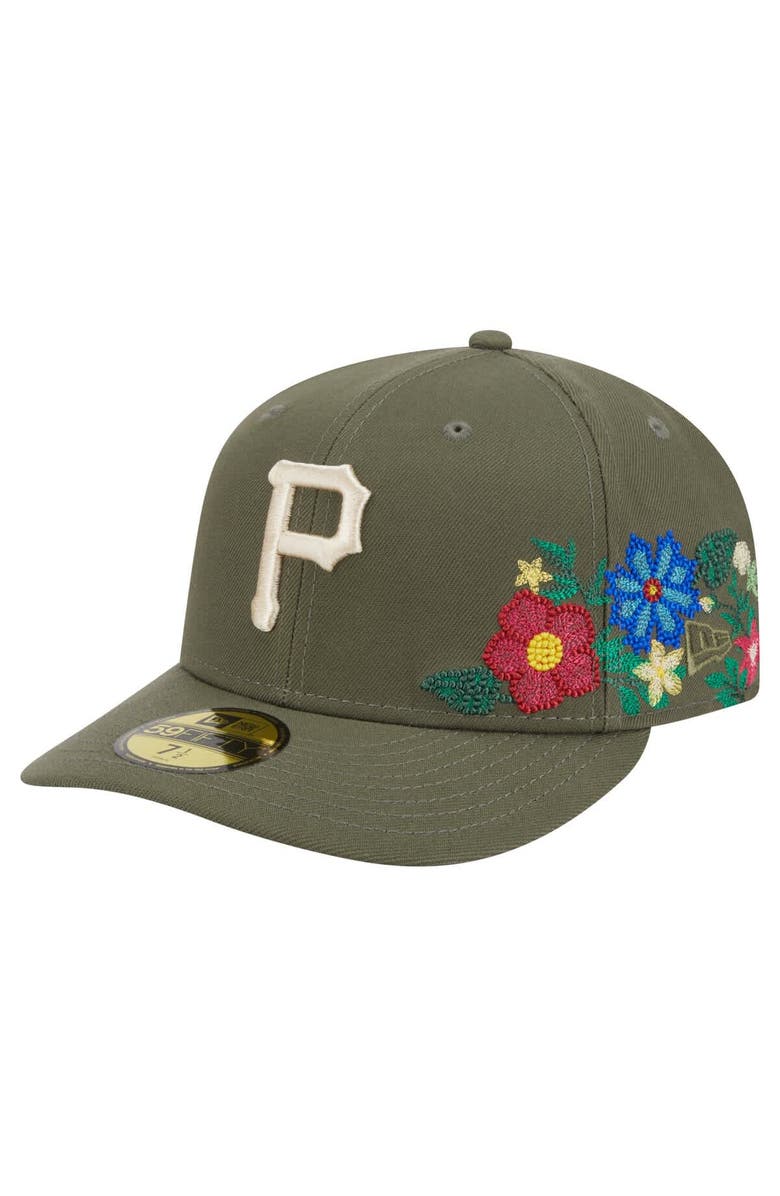 New Era Men's New Era Olive Pittsburgh Pirates Tonal Florals 59FIFTY Fitted Hat, Alternate, color, Olive