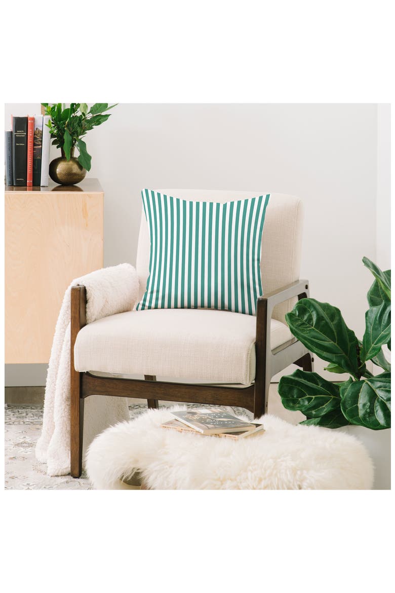 Bouquet Stripe Throw Pillow, Alternate, color, GREEN
