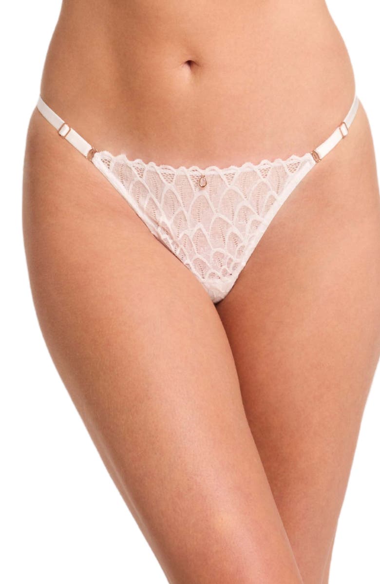 Montelle Intimates Lacy Thong, Main, color, Chantilly