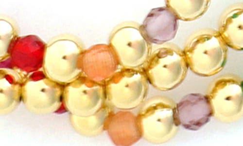 Panacea Set Of 3 Multicolor Crystal Beaded Stretch Bracelets In Gold