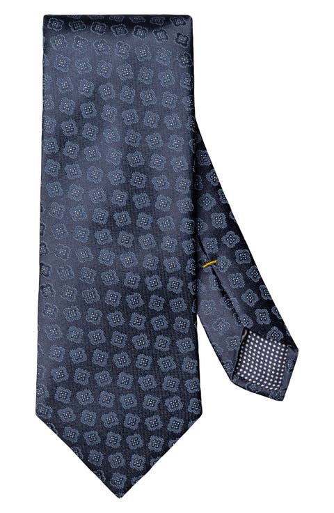 Navy Medallion Silk Tie