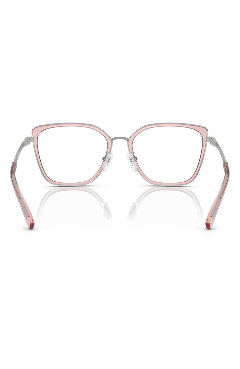 Emporio Armani 52mm Cat Eye Optical Glasses, Alternate, color, Silver / Pink / Demo Lens