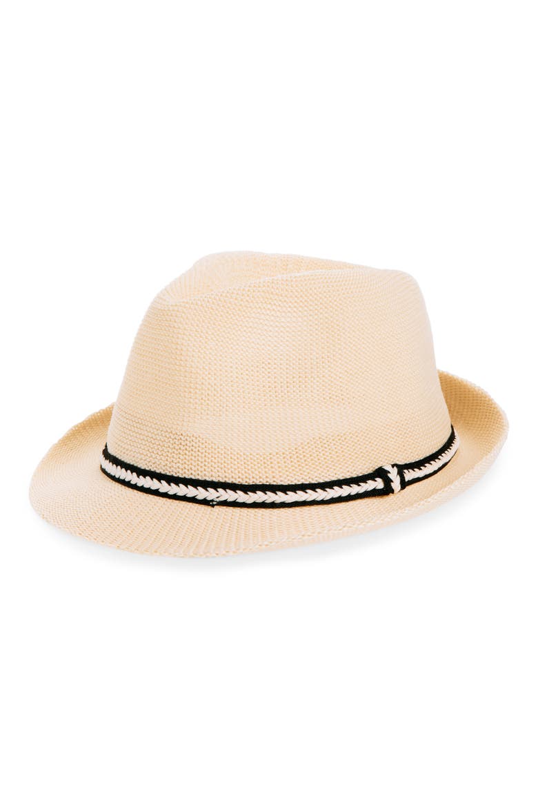 Straw Trilby Hat, Main, color, TAN