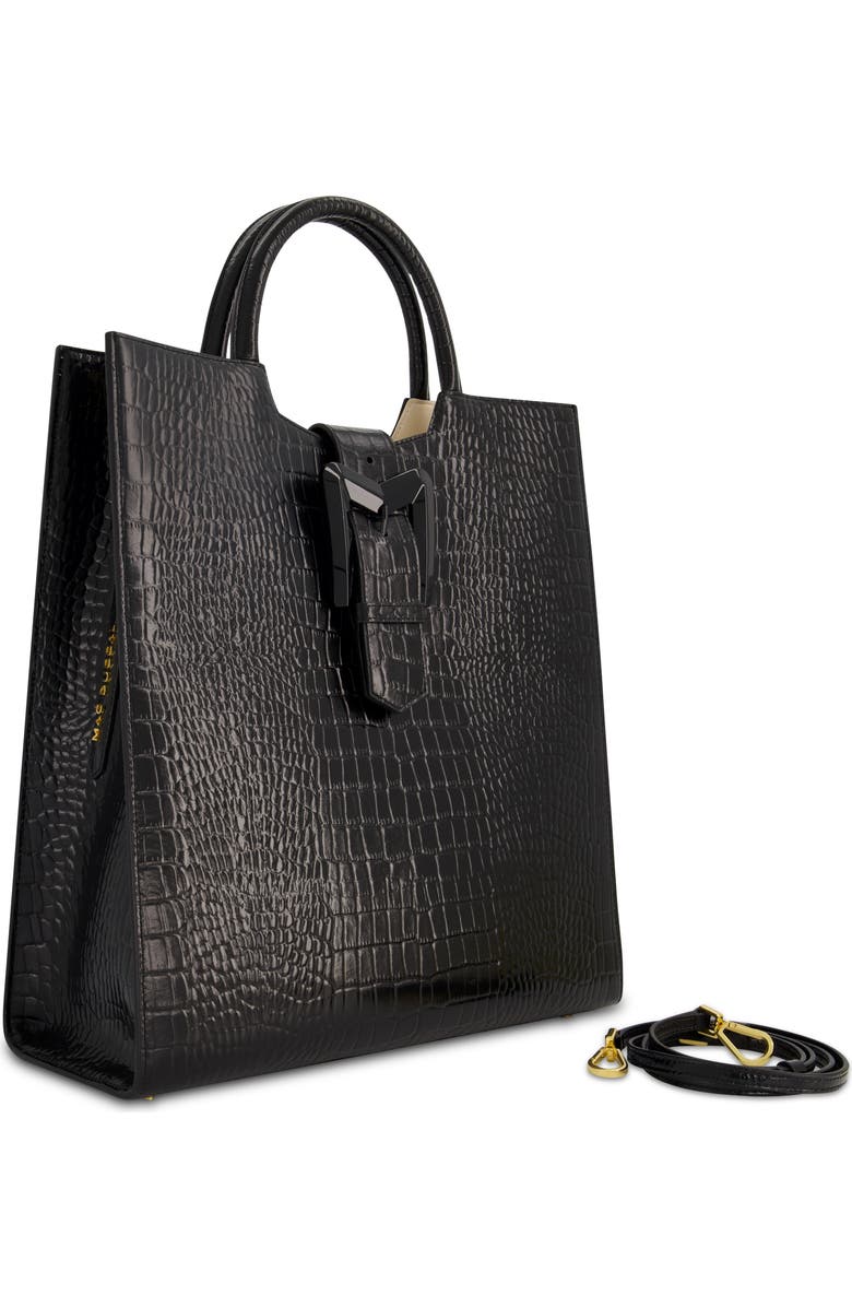 Mac Duggal Crocodile Leather Buckle Detail Maxi Tote Bag, Alternate, color,