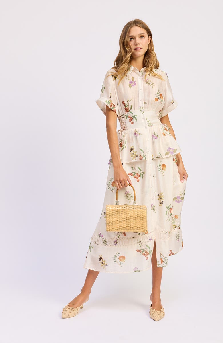En Saison Tulsa Floral Tiered Shirtdress, Alternate, color, Ivory Multi