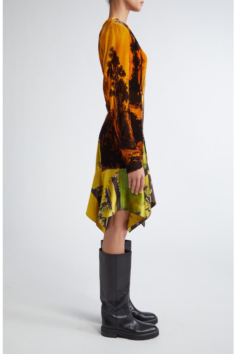 Tuscan Print Mock Neck Long Sleeve Velvet Dress, Alternate, color, MULTICOLOR PRINT