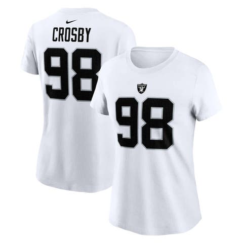 Women's Nike Maxx Crosby White Las Vegas Raiders Player Name & Number T-Shirt