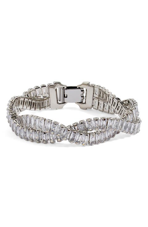 Baguette Cubic Zirconia Twisted Bracelet