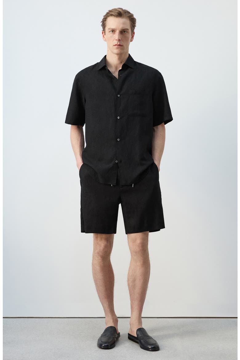 Short Sleeve Button-Up Shirt, Alternate, color, BLACK