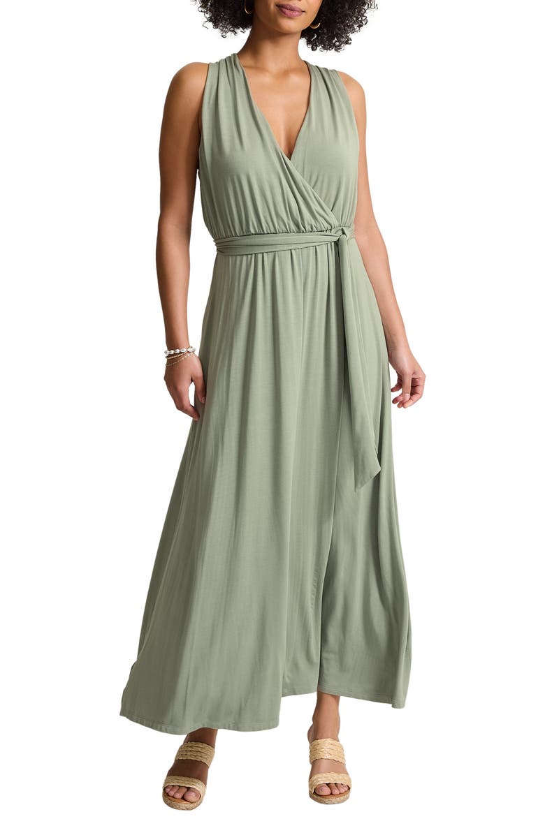 Tommy Bahama Palmabella Sleeveless Tie Waist Faux Wrap Maxi Dress, Main, color, Marjoram