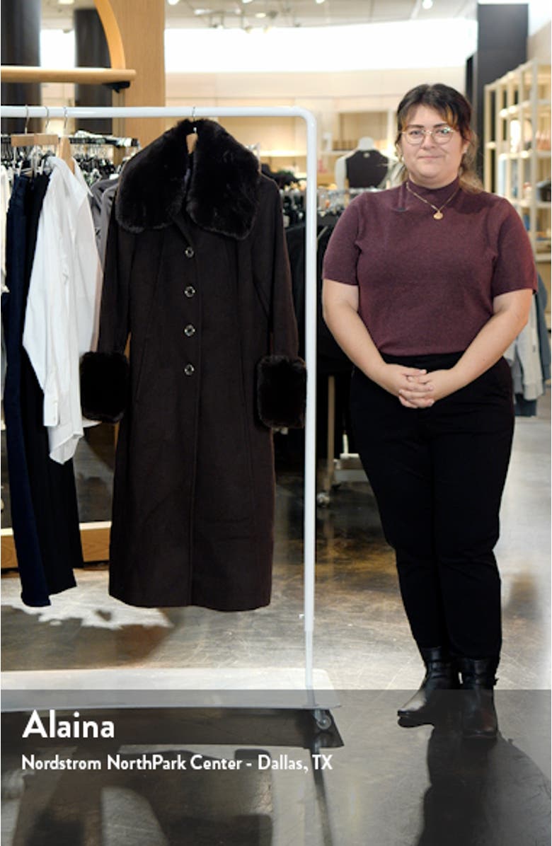 Wool Blend Coat with Removable Faux Fur Collar and Cuffs, sales video thumbnail