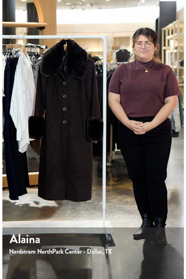 Wool Blend Coat with Removable Faux Fur Collar and Cuffs video