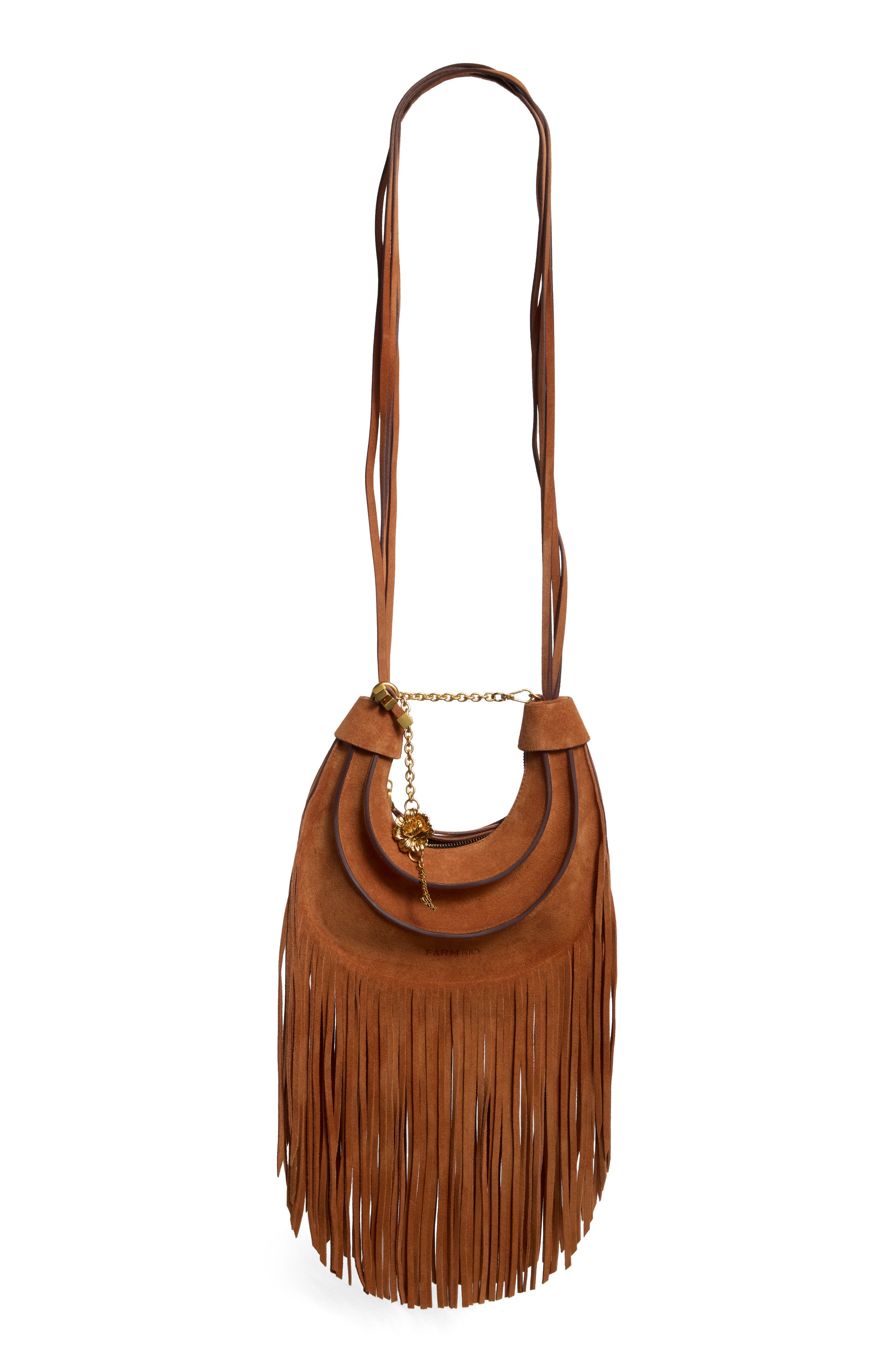 Fringe Leather Hobo Bag, Main, color, CUOIO