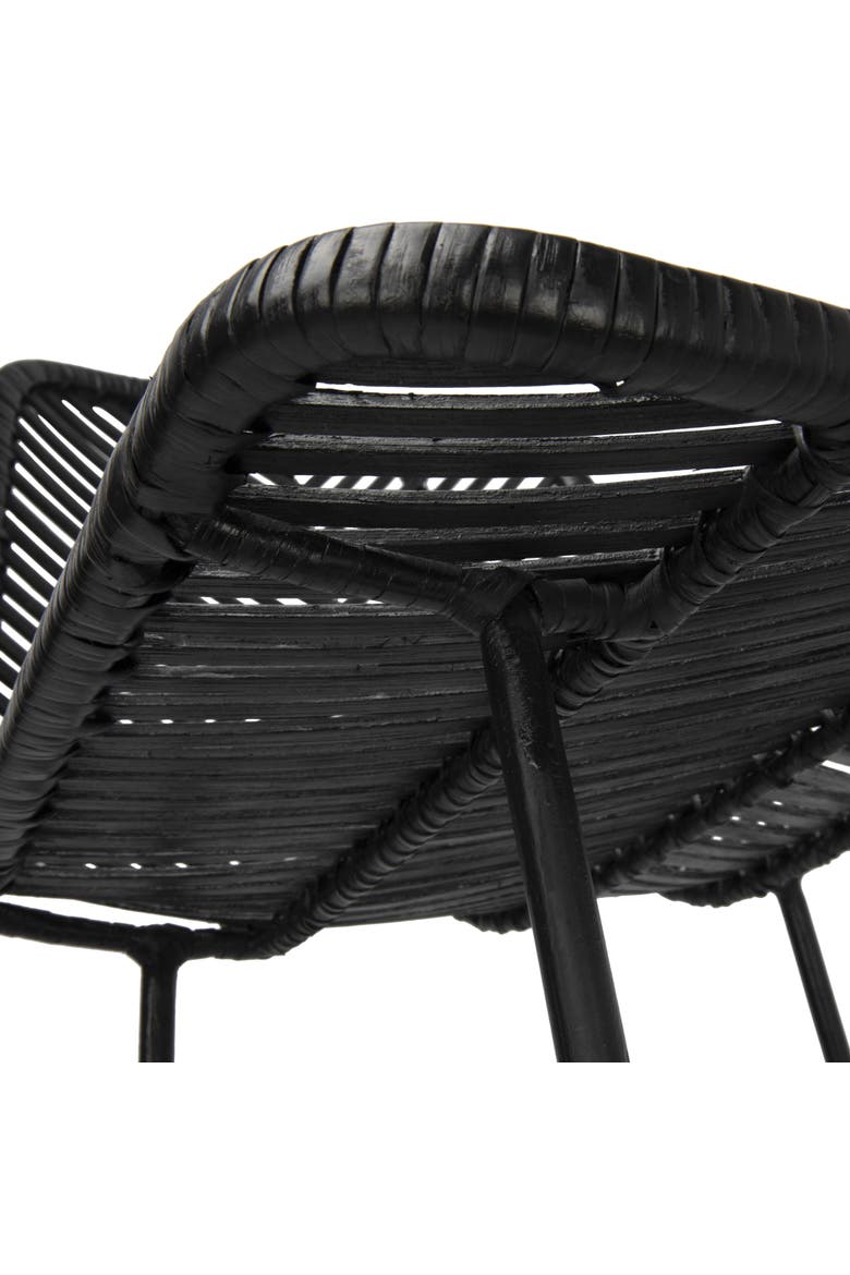 Chic Rattan Bar Stool with Metal Frame, Black, Alternate, color, Black